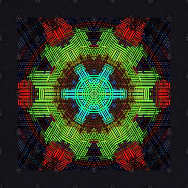 Weave Mandala Green Red and Blue by WormholeOrbital